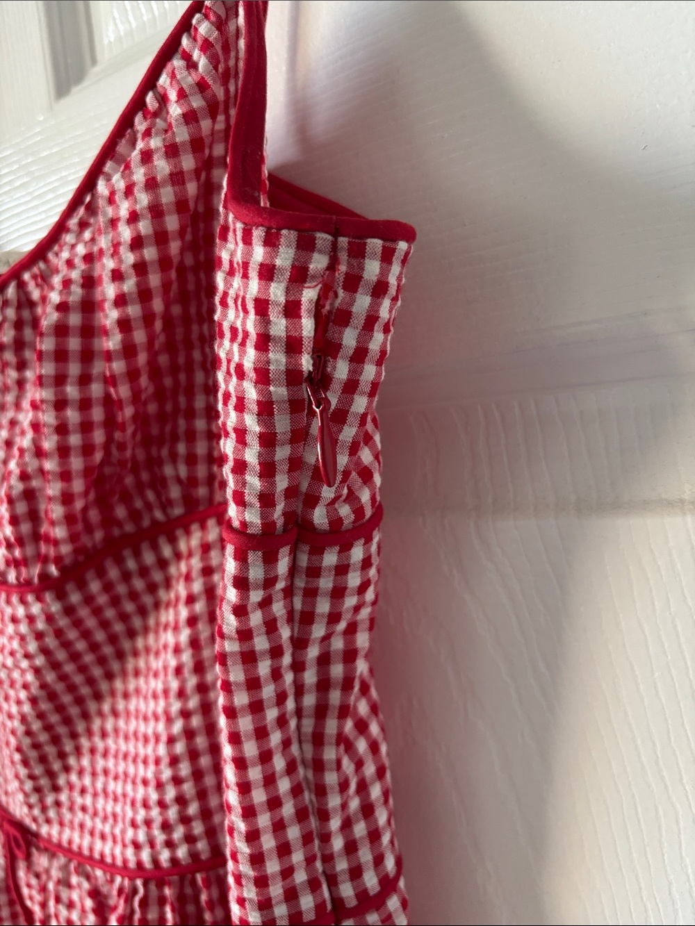Doen Red and White Belline Gingham Midi Dress - Picture 4 of 6